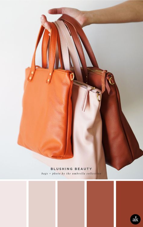 a handmade-handbag-inspired color palette Squarespace Tutorial, Creative Brands, Color Palette Inspiration, Modern Brands, Handmade Handbag, Palette Inspiration, Article Design, Beautiful Color Combinations, Handmade Handbags