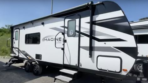 Imagine Grand Design Travel Trailer, Travel Trailer Decor, Grand Design Rv, Lightweight Travel Trailers, Poke The Bear, New Travel Trailers, Rv Travel Trailers, Trailer Decor, Tree Theme