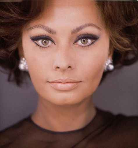 Sophia Loren Sophia Loren Makeup, 70’s Makeup, 70s Makeup Look, 70s Hair And Makeup, Celebrity Eyebrows, Eye Movie, 70s Makeup, Jacques Fath, Diana Dors