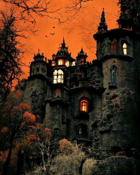 Fall Houses, Castle Life, Fall Goals, Goth Vibes, Minecraft Inspiration, Halloween Background, Fantasy Worlds, Spooky House, Spooky Szn