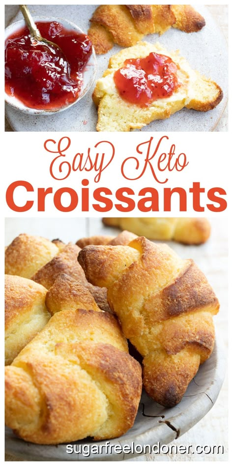 Keto Crossant Recipes, Keto Croissant, Keto Croissants, Gluten Free Croissant, Keto Brood, Sugar Free Strawberry Jam, Sugar Free Nutella, Fathead Dough, Keto Cinnamon Rolls