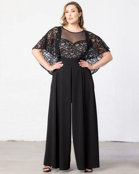 Black Tie Wedding – Kiyonna Mother Of The Bride Black, Jumpsuit And Cardigan, Draped Sleeves, Chic Cardigan, Formal Jumpsuit, Jumpsuit Dressy, Evening Gown Dresses, Cocktail Wedding, Wedding Dresses For Sale