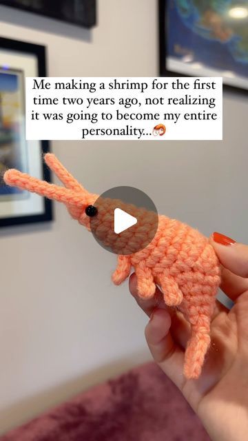 Alleshen Hamilton | GheeBeans Crafty on Instagram: "It started out with a shrimp, how did it end up like this? 🦐 It was only a shrimp, IT WAS ONLY A SHRIMP!   Looking back on everything I’ve accomplished so far, I’m happy I found my fellow shrimp enthusiast weirdos ❤️   Next shrimp restock is this Saturday, February 24th @ 3pm MST   Shrimp pattern is by me, found in my Etsy and Ravelry shops  #shrimplovers #crustaceans #sealife #amigurumi #seacritters #shellfish #shrimpstagram #emotionalsupportshrimp #sealifeart #marinelife #shrimps #crochetersofinstagram #plushiesofinstagram #seafood #plushielove" Vest Patterns, Crochet Case, Sea Life Art, Crustaceans, Vest Pattern, Diy Crochet Projects, Nerd Alert, Emotional Support, Diy Crochet