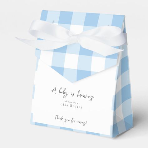 Create your own Favor Box | Zazzle Blue Gingham Baby Shower Ideas, Gingham Baby Shower Ideas, Blue Buffalo, Baby Shower Favor, Baby 1st Birthday, Blue Baby Shower, Baby Shower Thank You, Baby Sprinkle, Blue Gingham