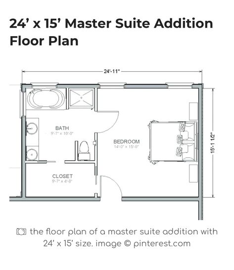 Small Master Bath Floor Plan, Master Suite With Patio, Master Bath Into Closet, Small Master Layout, 20 X 15 Master Suite, 20x30 Master Suite Layout, Primary Bathroom And Closet Floor Plan, Basement Master Suite Ideas Bedrooms, Rectangular Master Suite Layout