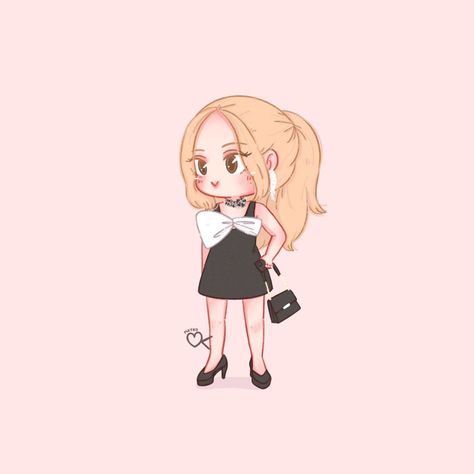 #rose #kpop #blackpink #blink Kpop Chibi Blackpink, Rosé Chibi, Blackpink Chibi, Rosé Cartoon, Cute Desktop Wallpaper, Blackpink Poster, Baby Drawing, Cute Rose, The Met Gala