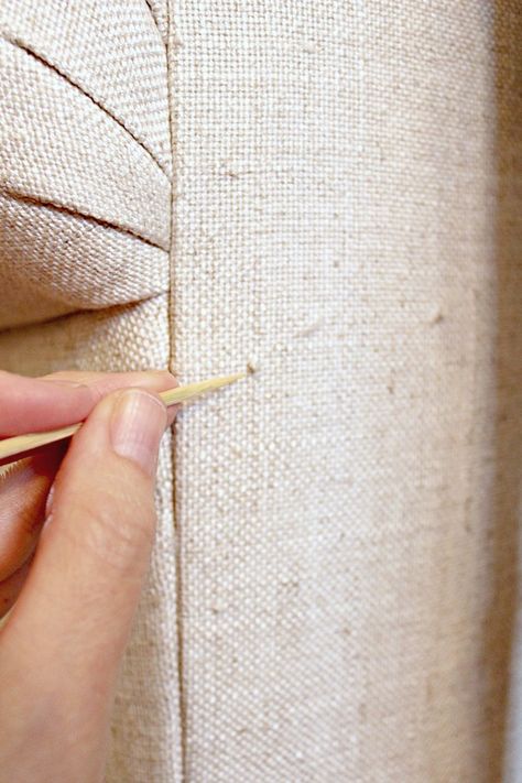 HOW TO FIX PULLS OR SNAGS IN YOUR FURNITURE UPHOLSTERY FABRIC - Dimples and Tangles Visible Mending Stitches, Yearly Review, Couch Repair, Dimples And Tangles, Garage Sale Tips, Corner Furniture, Upholstery Repair, Cute Furniture, Old Sofa