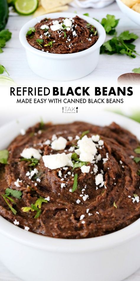 Refried Black Beans Recipe, Refries Black Beans Recipe, Homemade Refried Black Beans, Mexican Bean Salad, Refried Black Beans, Make Refried Beans, Black Beans Recipe, Mexican Black Beans, Refried Beans Recipe