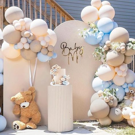 Amazon.com: Blue Balloon Garland Arch Kit, SCMDOTI Double Stuffed Pastel Baby Blue Nude Cream Brown Balloon Garland for Teddy Bear Baby Shower Decorations,Gender Reveal and Birthday Party Decoration for boy girls : Toys & Games Beige Balloons, Teddy Bear Baby Shower Decorations, Brown Balloons, Vom Avea Un Copil, Baby Shower Balloon Arch, Blush Balloons, Bear Baby Shower Theme, Idee Babyshower, Baby Shower Theme Decorations