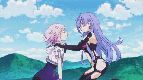 Iris Heart / Neptune【Hyperdimension Neptunia】 Plutia Hyperdimension, Iris Heart, Hug Gif, Hyperdimension Neptunia, Animated Banners, Anime Maid, Anime Gifs, Drawing Anime Clothes, Anime Quotes