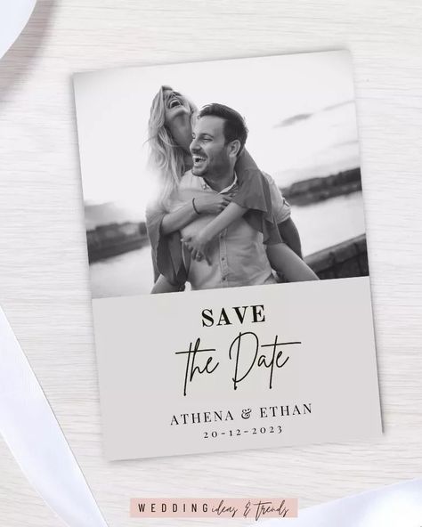 Save The Date Ideas Templates, Save The Date Templates Free Download, Save The Date Digital Design, Elegant Wedding Invitations Classy, Safe The Date, Save The Date Pictures, Black And White Wedding Theme, Wedding Announcement Cards, Elegant Modern Wedding