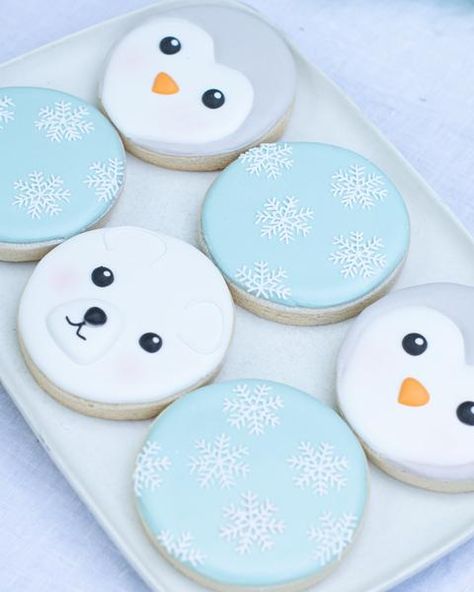 Polar Bear Royal Icing Cookies, Arctic Animals Party, Arctic Animal Cake, Penguin Christmas Cookies, Penguin Cookies Royal Icing, Arctic Animal Party, Arctic Animal Birthday Party, Polar Bear Sugar Cookies, Arctic Theme Party