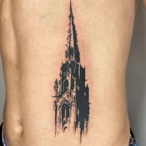 Cathedral Tattoos, Gothic Arm Tattoo, Southern Gothic Tattoo, Gothic Architecture Tattoo, Cathedral Tattoo, Church Tattoo, Arte Hippy, Trippy Tattoo, Horrible Tattoos