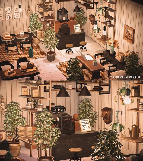 shannen 🌿 on Twitter: "a scandinavian inspired cafe 🖤 #acnh #HappyHomeParadise… " Animal Crossing Cafe, Animale Crossing, Happy Home Paradise, Cottagecore Animal Crossing, Garden Rock Border, Lay Outs, Ac New Leaf, Nightclub Design, Animal Crossing Guide