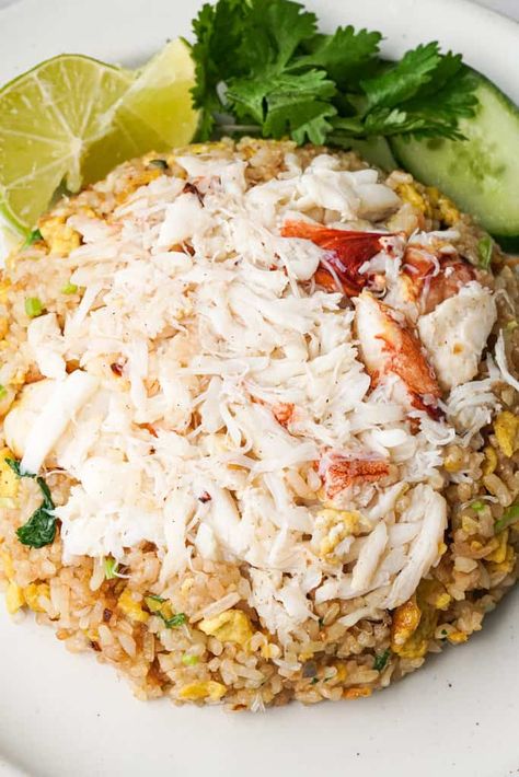 Crab Fried Rice - Whisper of Yum Rice With Crab Meat, Fried Blue Crab Recipe, Crab Fried Rice Recipe, Whisper Of Yum, Blue Crab Recipes, Crab Fried Rice, Toasted Rice, Crab Sticks, Crab Fries