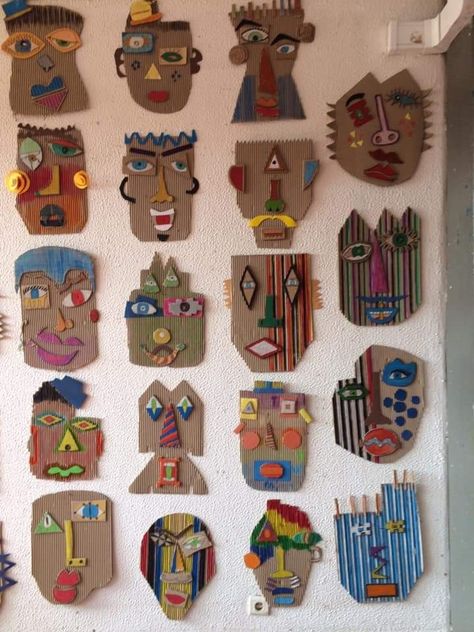 Picasso Art, Elementary Art Projects, Cardboard Art, Art Lessons Elementary, School Art Projects, Middle School Art, Recycled Art, Camping Art, Art Workshop