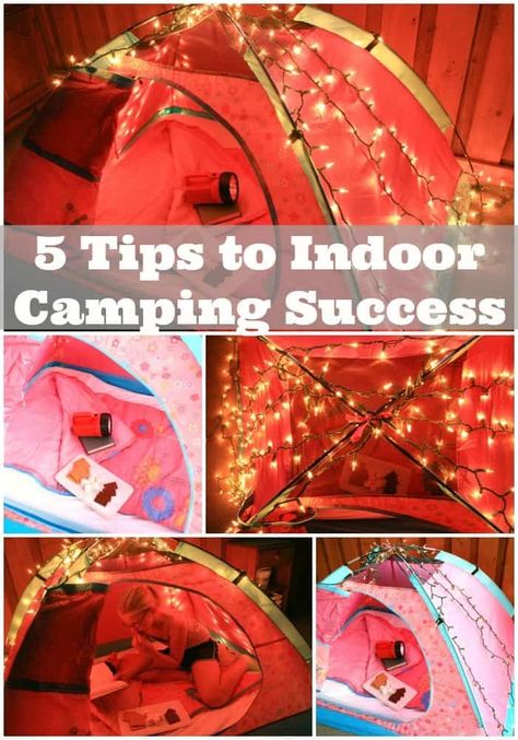 I like the idea of the camping activities- swimming, canoeing, campfires, s’mores, etc. I’m down for all of that and I would be a blast to camp with DURING THE DAY. Kids Indoor Camping Ideas, Indoor Camping Activities, Indoor Camping Ideas For Kids, Camping Party Food, Camping Indoors, Camping Inside, Camping Party Foods, Recyclable Art, Indoor Camping Party