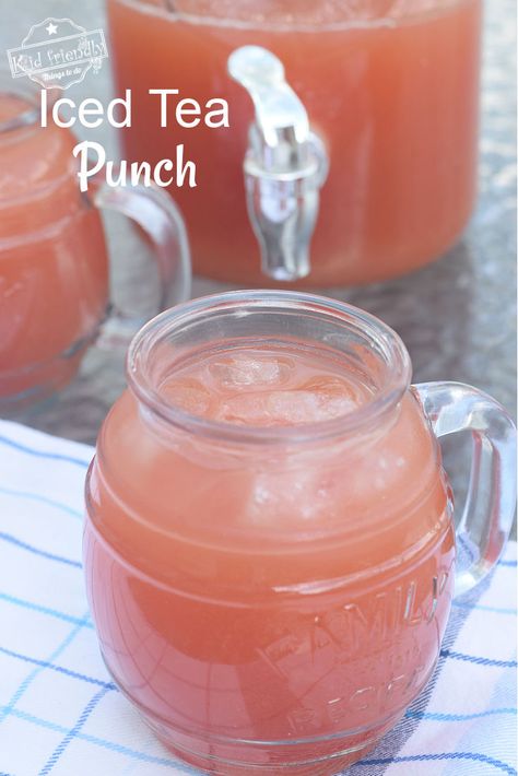 Tea Punch Recipe Ginger Ale, Tea Party Drinks Beverages, Blush Punch Non Alcoholic, Ice Tea Punch Recipes, Tea Party Punch Recipes, Tea Party Beverages, Drinks For Tea Party, Tea Party Drinks For Kids, Tea Party Punch