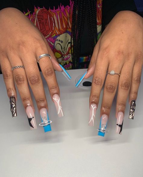 Birthday Nail Set Ideas Virgo, Birthday Nails Black Women, Virgo Nails Acrylic, Nail Designs Birthday, Birthday Nails Virgo, Virgo Birthday Nails, Birthday Nails Black, Acrylic Nails Bling, Nails Virgo