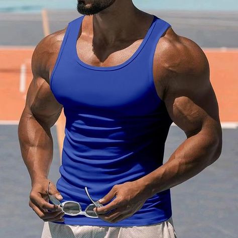 It suits Me super good! But for a lot of heat not because he is fat. Tank Tops Summer, Slim Tank Top, Stylish Men Casual, Tshirt For Men, Solid Tank Tops, Sports Vest, Muscle T Shirts, Summer Workout, Fit Workout