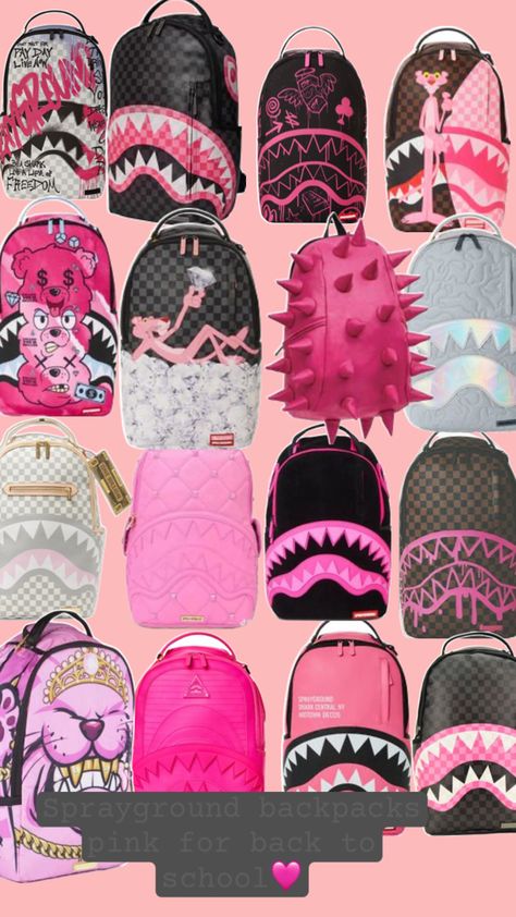 Hello Kitty Sprayground Backpack, Sprayground Backpack Pink, Sprayground Bookbags, Bape Backpack, Sprayground Backpack, Pretty Backpacks, Cute Backpacks For School, Cute Highschool Outfits, Spray Ground