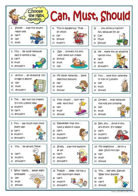 English Beginner, Modal Verbs, Grammar For Kids, English Teaching Materials, Basic Grammar, English Exercises, Teaching English Grammar, English Grammar Worksheets, Grammar Practice