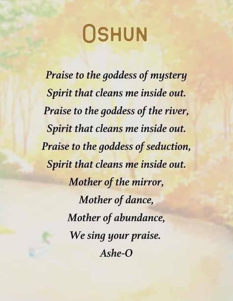 Orisha Prayers, Oshun Offerings, Oshun Prayer, Deck Options, Yoruba Deities, Orisha Oshun, Oshun Goddess, Yoruba Orishas, Goddess Spirituality