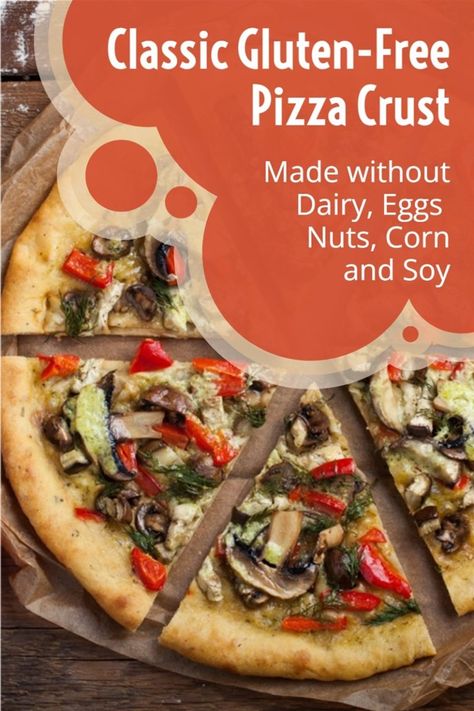 Dairy-Free Gluten-Free Pizza Crust Recipe (No Eggs or Nuts!) Dairy Free Pizza Crust, Gluten Free Pizza Crust Recipe, Dairy Free Pizza, Soy Free Dairy Free, Gluten Free Pizza Crust, Vegetarian Meal Prep, Pizza Crust Recipe, Cauliflower Crust Pizza, Gluten Free Pizza