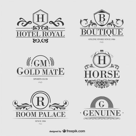 Heraldic logo set free for downoad Hotels Logo Design, Hotel Names Ideas Logo, Logo Design For Hotel, Crest Logo Design Modern, Hotel Logo Luxury, Vintage Hotel Logo, Vintage Etiquette, Heraldic Logo, Farm Logos