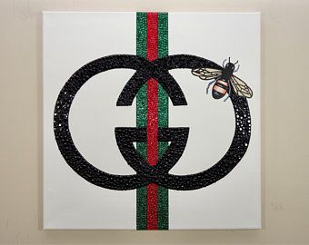 Gucci Bee Painting (20x20) Gucci Inspired, Designer Art, Fashion Art, Home Decor Art Teen Drawing, Gucci Art, Crystal Artwork, Fashion Canvas Art, Gucci Bee, Gucci Inspired, Bee Painting, Unicorn Wallpaper, Simple Canvas Paintings