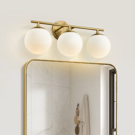 Bathroom Lights Over Mirror, Modern Bathroom Vanity Lighting, Gold Vanity, Brass Vanity Light, Contemporary Vanity, Vanity Light Fixtures, Vanity Bathroom, Wall Mounted Lamps, Bathroom Vanity Light