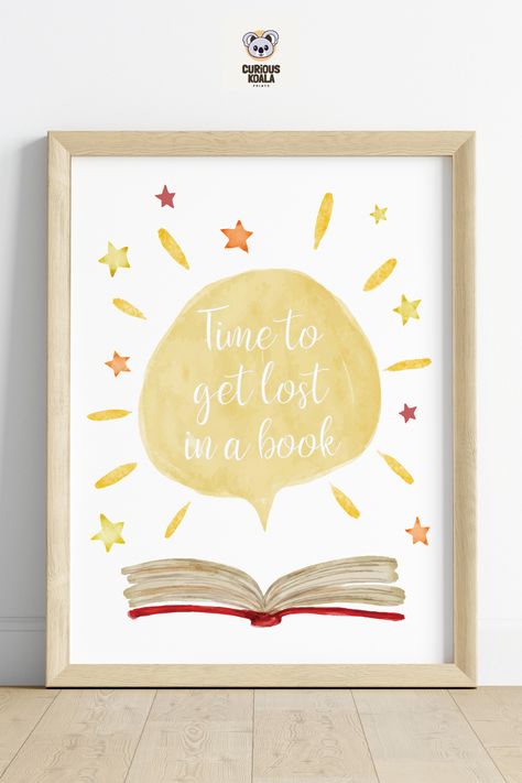 Time to get lost in a book Reading Corner Poster Reading Corner Painting Ideas, Preschool Classroom Posters, Reading Corner Wall Decor, Reading Corner Wall Art, Reading Corner Quotes, Reading Corner School, Read Sign For Classroom, Reading Quotes For Kids, Quotes For Reading Corner