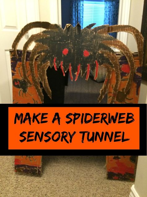 Make a Spiderweb Sensory Tunnel — Kindergarten Kiosk Spiderweb Tunnel, Halloween Tunnel Diy, Sensory Tunnel, Halloween Tunnel, Pictures Of Spiders, Haunted House For Kids, Halloween Haunted House Diy, Halloween Haunted House Decorations, Haunted House Diy