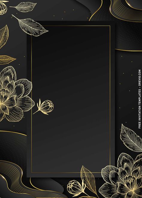 Awesome 11+ Elegant Luxe Champagne Gold Floral Birthday Invitation Templates           Hi, everyone. Today, we are going to talk about what’s trending now for wedding and birthday celebration. The value-oriented collections have arrived, so stay tuned - keep reading this post ... Blank Invitation Template Black And Gold, Blank Invitation Card Design Black, Farewell Invitation Card, Black And Gold Invitations, Elegant Birthday Invitations, Birthday Invitation Card Template, Flower Picture Frames, Floral Birthday Invitations, Floral Cards Design