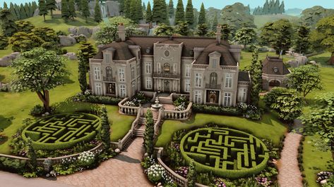 Sims Castle Plans, Sims 4 French Chateau, Sims 4 Royal House, Sims 4 English Manor, Sims 4 Cc Castle, Sims 4 Castle Build, Sims 4 Chateau, Sims 4 Estate, Sims 4 Manor