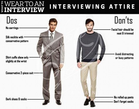 INTERVIEWING ATTIRE - MEN'S Formal Attire For Interview, College Interview Outfit, Job Interview Men, Business Casual Interview Outfit, Cabin Crew Interview, Job Interview Attire, What To Wear To An Interview, Business Casual Interview, Interview Outfit Men