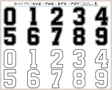 Jersey Numbers Font, Number Fonts Free, Number Font Styles, Font Numbers, Jersey Font, Football Numbers, Sports Numbers, Number Ideas, Number Fonts