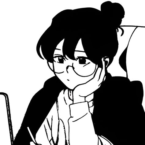 Girl With Glasses Cartoon, Girl With Glasses Drawing, Google Pfp, Study Girl, Darwin's Game, Anime Monochrome, Cartoon Profile Pics, Cute Little Drawings, Line Art Drawings