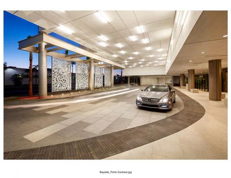 San Diego Airport, Hotel Parking, San Diego Downtown, Column Cladding, Cobblestone Driveway, Hotel Canopy, Hotel Landscape, Stone Driveway, Building Entrance