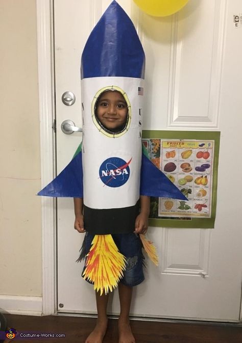 Diy Spaceship Costume, Rocket Ship Costume Diy, Astronaut Diy Costume, Rocket Halloween Costume Diy, Astronaut Dress Up Diy, Astronauts Fancy Dress, Space Shuttle Costume Diy, Diy Rocket Ship Cardboard Costume, Moose Costume