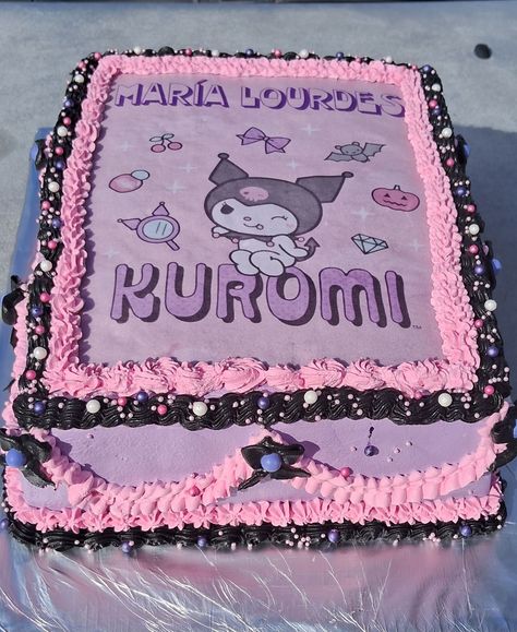 Kuromi Birthday Cake, Pastel Kuromi, Sanrio Birthday Party, Kuromi Birthday, My Melody Y Kuromi, Cardboard Box Houses, Rectangle Cake, 11 Birthday, Soul Food Dinner