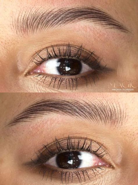 Microblading Eyebrows before and after Before And After Eyebrows, Microblade Eyebrows, Cosmetic Tattoo Eyebrows, Ice Makeup, Microblading Training, Eyebrow Before And After, Phibrows Microblading, Semi Permanent Eyebrows, Bentuk Alis