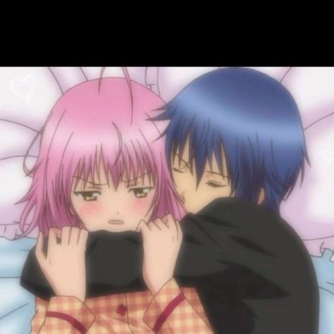 Amu: pervert....  Ikuto: you smell good :3 Me: why thank you ikuto. Shugo Chara Ikuto, Amu And Ikuto, Ikuto And Amu, Ikuto Tsukiyomi, Shugo Chara, White Day, Anime Love Couple, Cute Anime Couples, Magical Girl