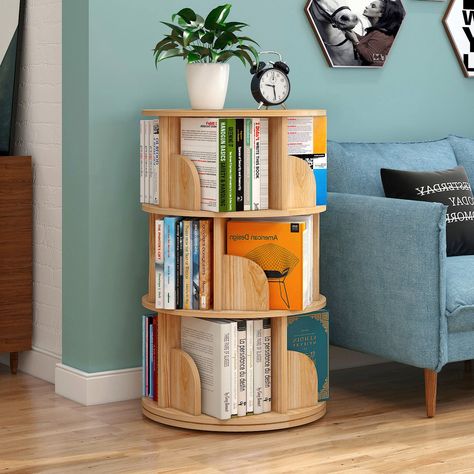 Diy Cube Storage, Rotating Bookshelf, Tiered Display Shelves, Revolving Bookcase, Cupboard Shelves, Bookcase Organization, Bookshelf Organization, Eco Friendly Furniture, Cabinet Shelving