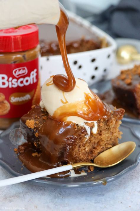 Biscoff Sticky Toffee Pudding - Jane's Patisserie Sticky Toffee Cheesecake, Biscoff Sticky Toffee Pudding, Valentine Baking Recipes, Jane Patisserie, Moist Sponge Cake, Adorable Desserts, Toffee Cheesecake, Air Fryer Cake Recipes, Sticky Pudding