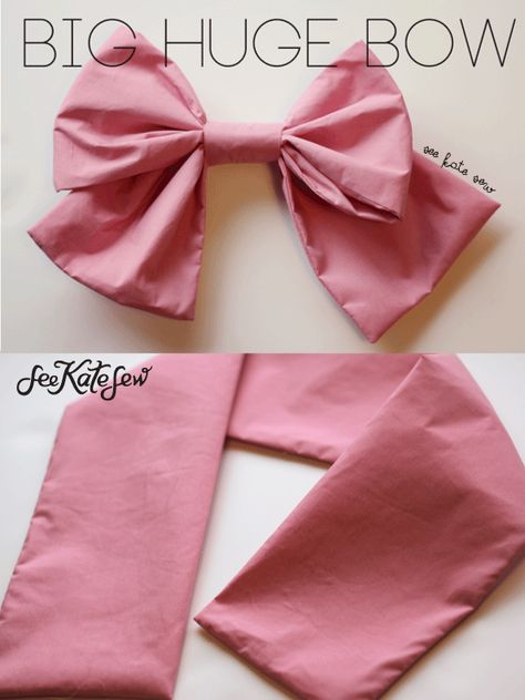 big huge pink bow tutorial | How to make a huge bow | Bow Tutorial | Big Pink Bow | Big Bows | Sewing Tutorials | Hair Accessories || See Kate Sew #hairbows #seekatesew Sewing A Bow, How To Make A Huge Bow, Big Bow Tutorial, How To Sew A Bow From Fabric, How To Make A Big Bow, How To Sew A Bow, How To Sew A Fabric Bow, Perfect Bow Tutorial Clothes, Big Bows Diy