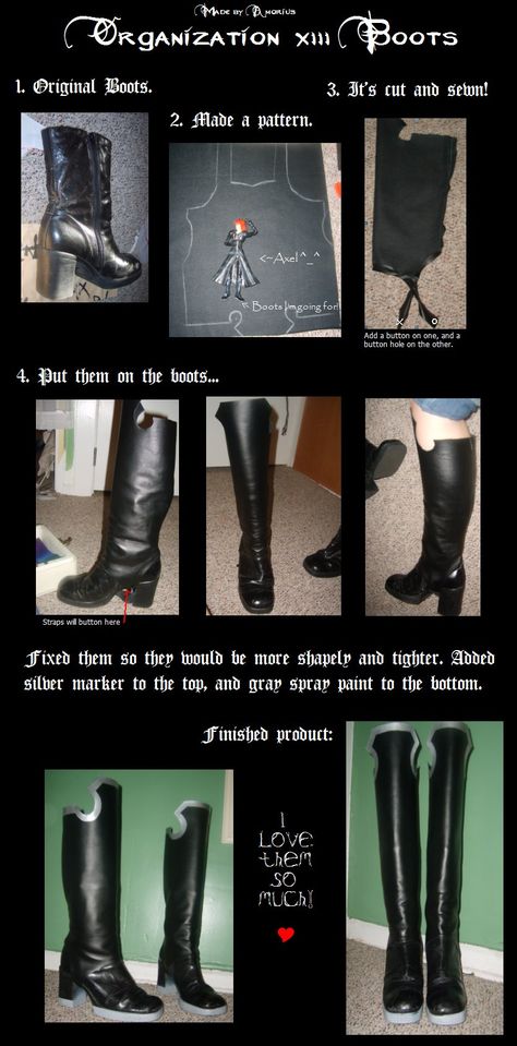 Edit: FAQ: What material did you use to make them? ~That material is called Clothing PVC available at syfabrics.com! How much fabric? ~Depends on your legs. Pretty much, fold the fabric in half ove... Cosplay Boot Covers, Boot Covers Diy, Boot Cover Pattern, Winter King, Pirate Costumes, Loki Cosplay, Boots Look, Costume Tutorial, Cosplay Boots