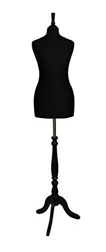 Tailor's Dummy, Display Mannequins, Tripod Stand, Black Jersey, Black Wood, Dressmaking, Tripod, Size 16, Wardrobe