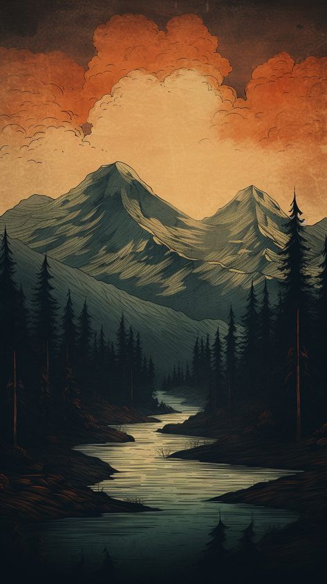 Misty Mountain Wallpaper, Lord Huron Wallpaper Iphone, Fall Wallpaper Minimalist, Natural Graphic Design, Phone Wallpaper Aesthetic Vintage, Nature Wallpapers Aesthetic, Computer Desktop Backgrounds, Landscape Wallpapers, Western Wallpaper