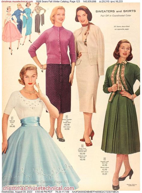 1956 Sears Fall Winter Catalog, Page 123 - Catalogs & Wishbooks Lana Lobell, 50s Clothes, 50s Inspired Fashion, 1950s Makeup, Skirts And Blouses, 1950s Fashion Women, 1920s Fashion Women, Black Nightgown, Damn Yankees